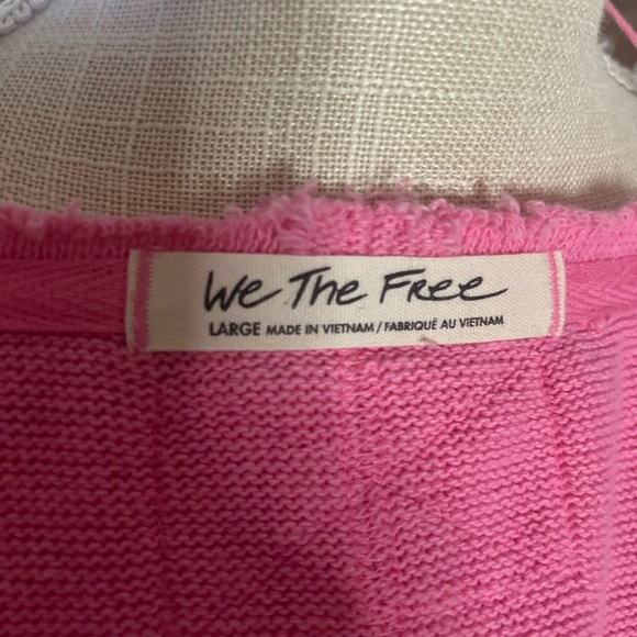 NWOT Free People Like a Boss cotton sweater in deep pink size large - Picture 8 of 8
